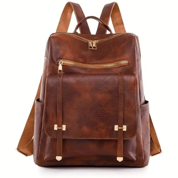 SHEIN Handbags - Retro Faux Leather Backpack Purse